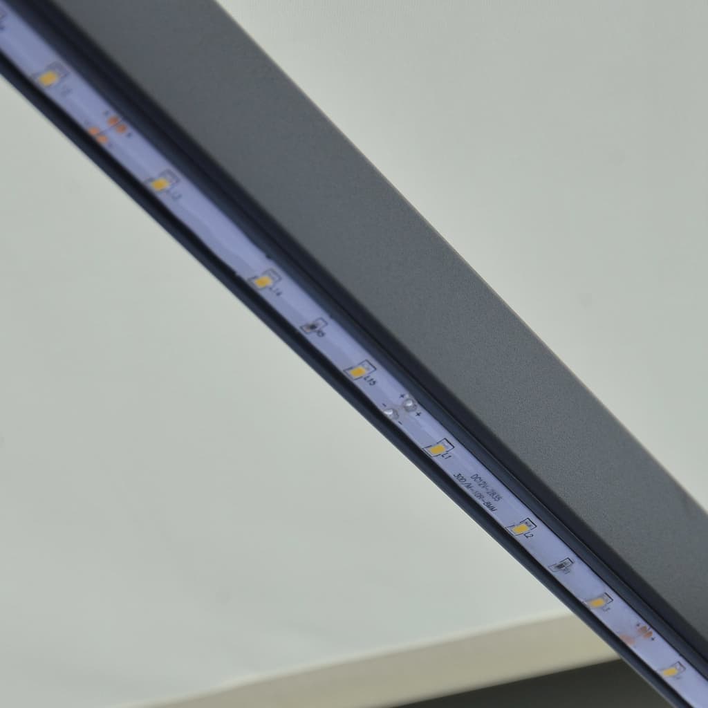 Toldo retráctil sensor de viento y LED color crema 400x300 cm vidaXL