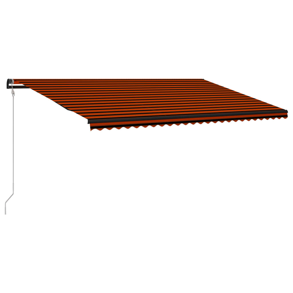 Toldo retráctil sensor de viento y LED naranja marrón 600x300cm vidaXL