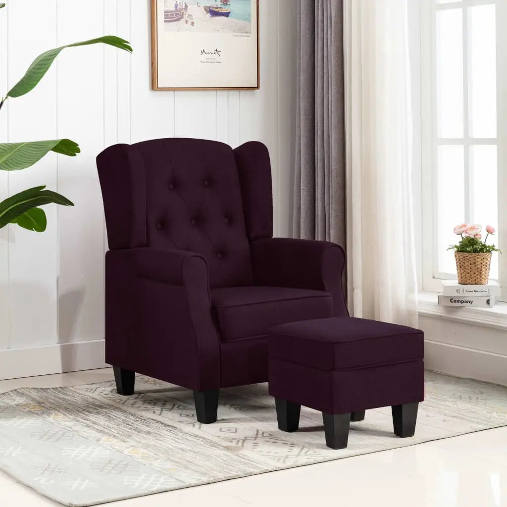 Vetonek Sillón con reposapiés de tela morado