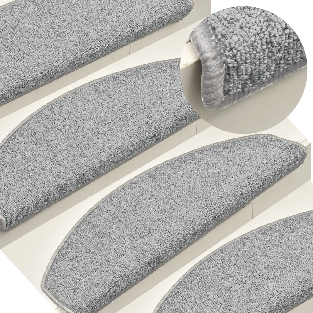 Vetonek Alfombras de peldaños de escalera 15 uds gris claro 65x24x4 cm