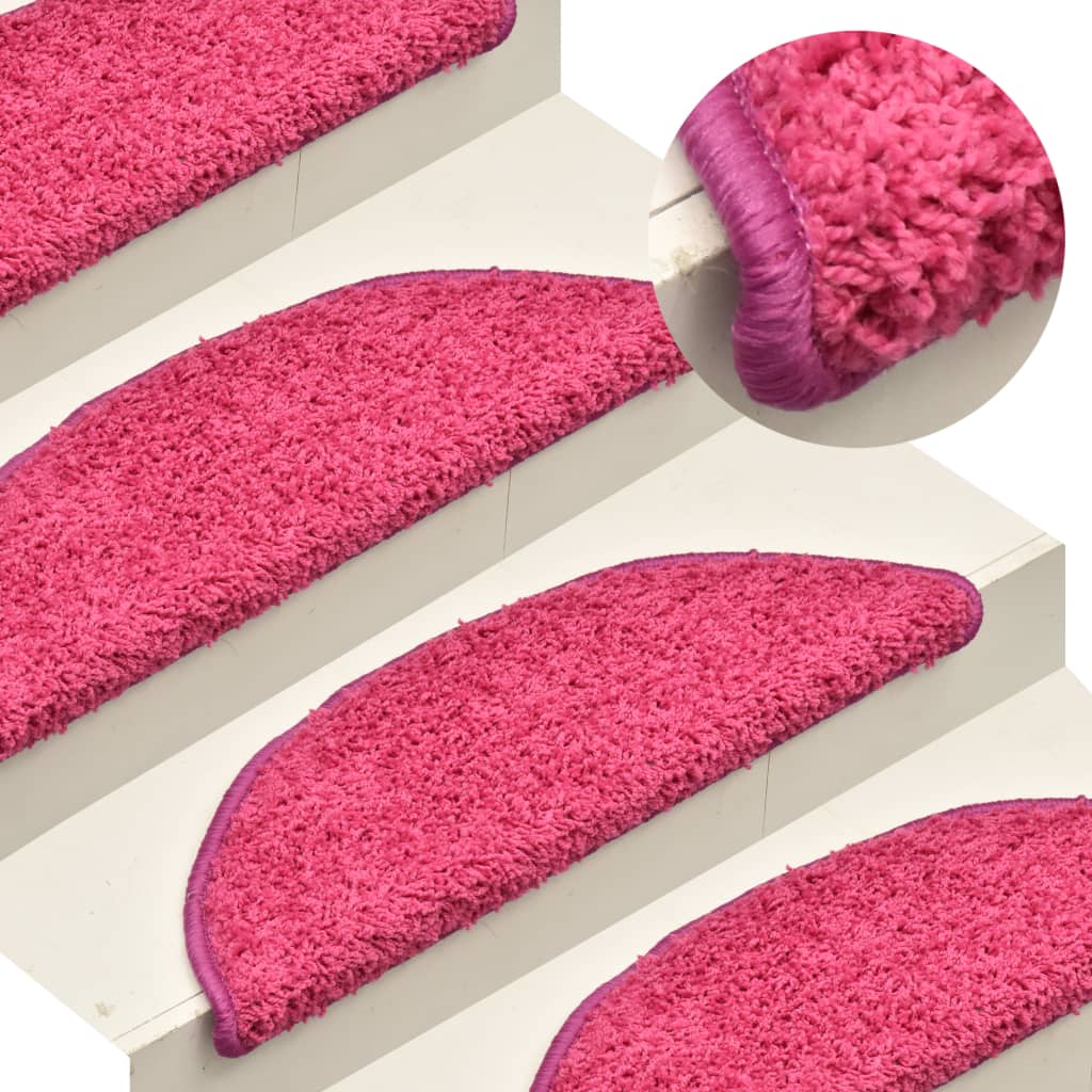 Vetonek Alfombras de peldaños de escalera 15 uds rosa 56x17x3 cm