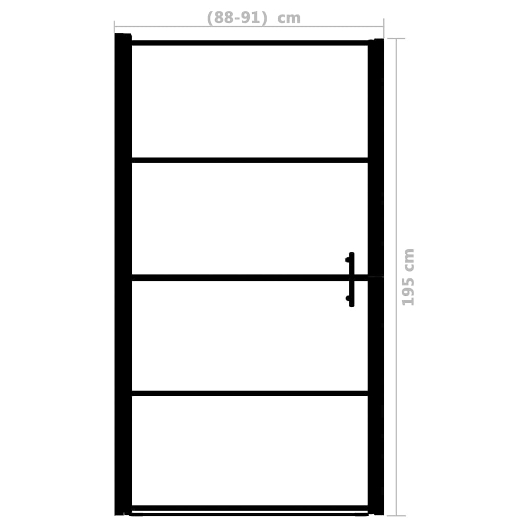 Puerta de ducha de vidrio templado esmerilado negro 91x195 cm vidaXL