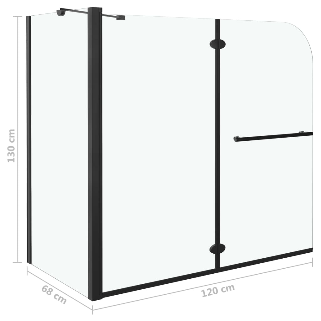 Mampara de ducha plegable ESG negra 120x68x130 cm vidaXL