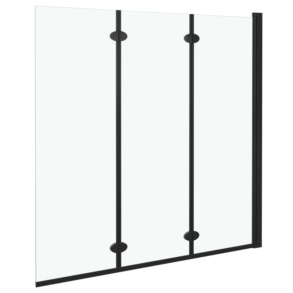 Folding shower screen 3 panels ESG 130x138 cm black