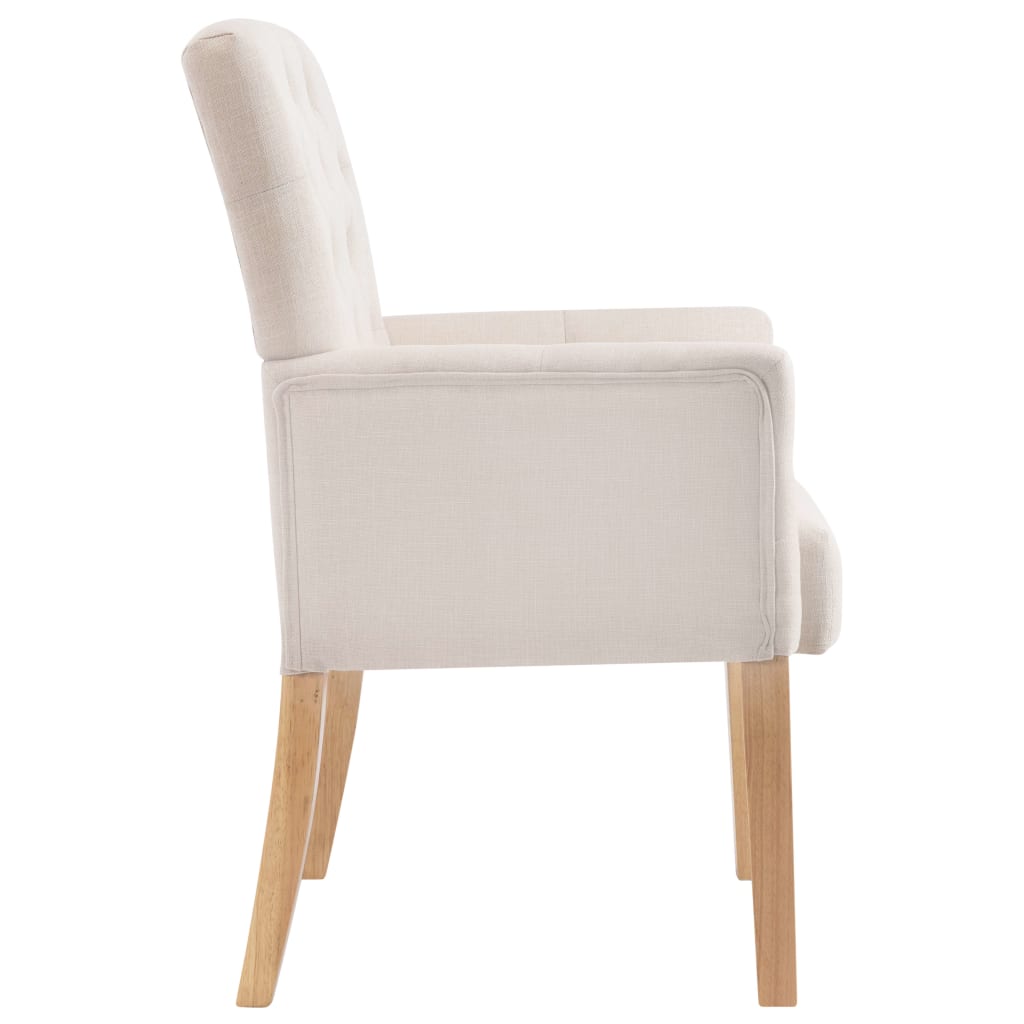 Silla de comedor con reposabrazos de tela beige - Vetonek