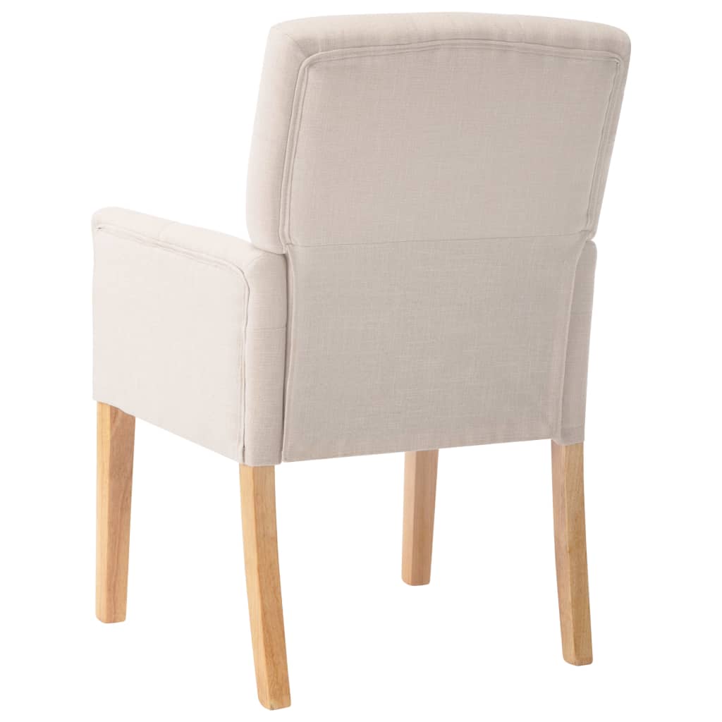 Silla de comedor con reposabrazos de tela beige vidaXL