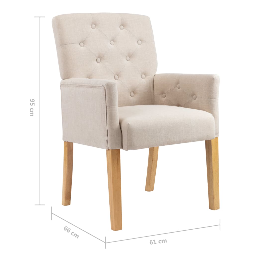 Silla de comedor con reposabrazos de tela beige - Vetonek