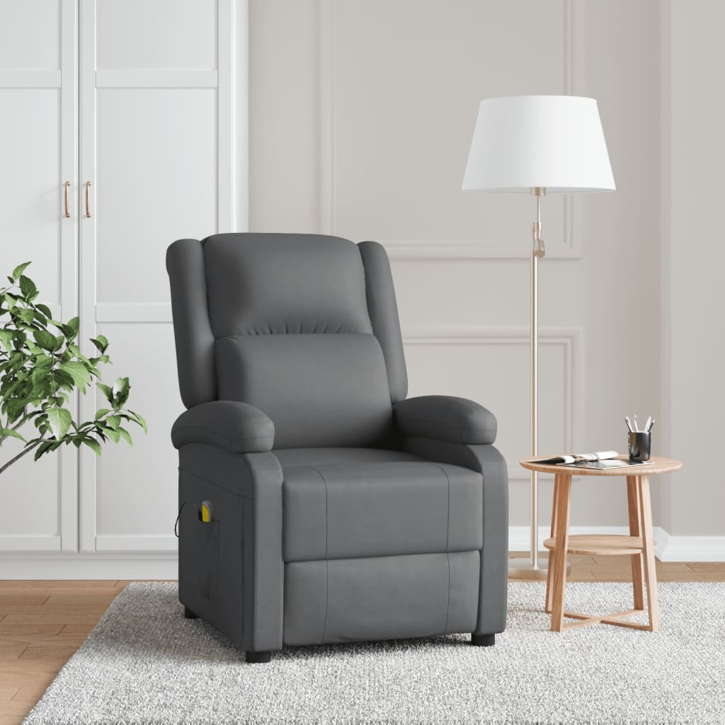 Vetonek Sillón de masaje de cuero sintético gris antracita