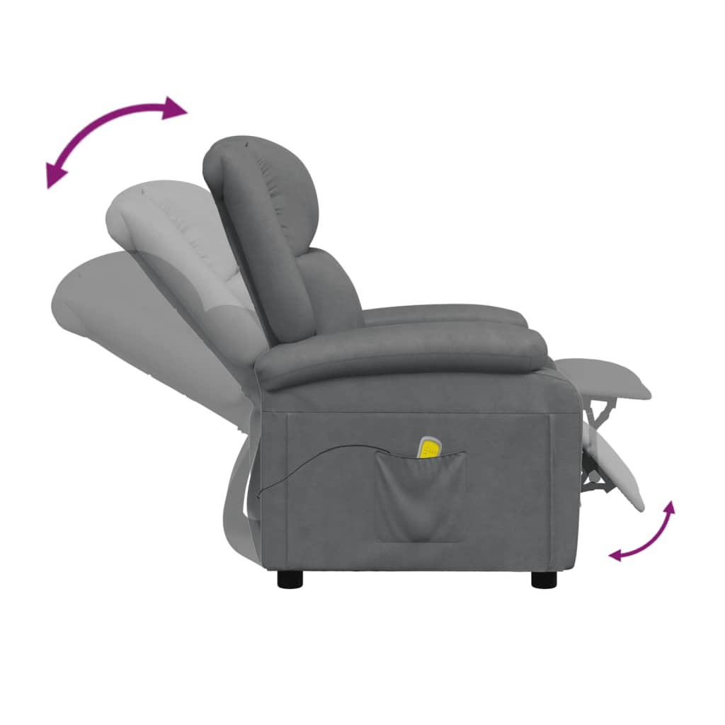 Sillón de masaje de cuero sintético gris antracita vidaXL