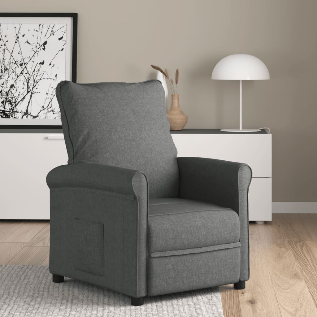 Vetonek Sillón reclinable de tela gris oscuro