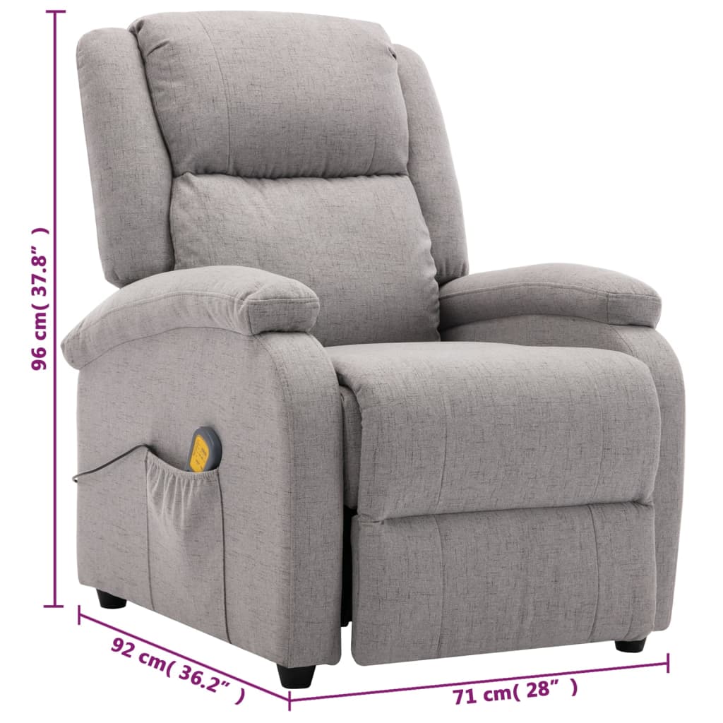 Massage armchair light gray fabric