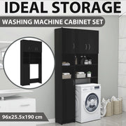 Black engineered wood washing machine cabinet v4314 - Vetonek