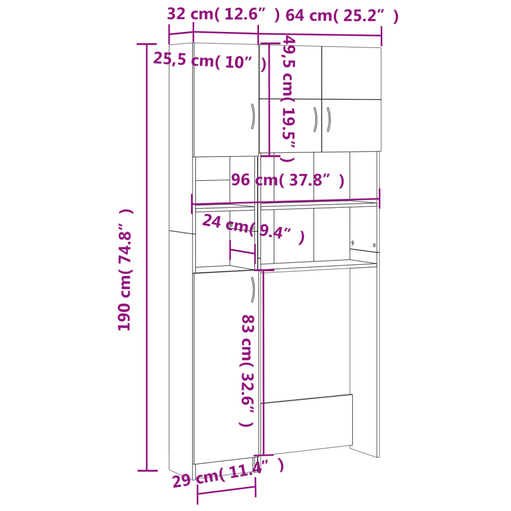 Mueble para lavadora madera de ingeniería negro vidaXL