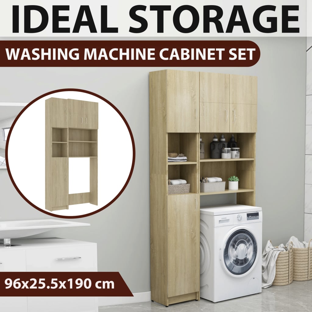 Sonoma oak engineered wood washing machine cabinet - Vetonek