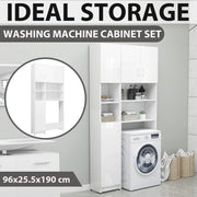 Glossy white engineered wood washing machine cabinet - Vetonek
