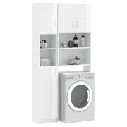 Glossy white engineered wood washing machine cabinet - Vetonek