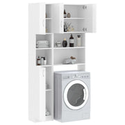Glossy white engineered wood washing machine cabinet - Vetonek