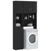 Glossy black engineered wood washing machine cabinet V4376 Vetonek