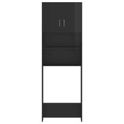 Glossy black engineered wood washing machine cabinet V4376 Vetonek