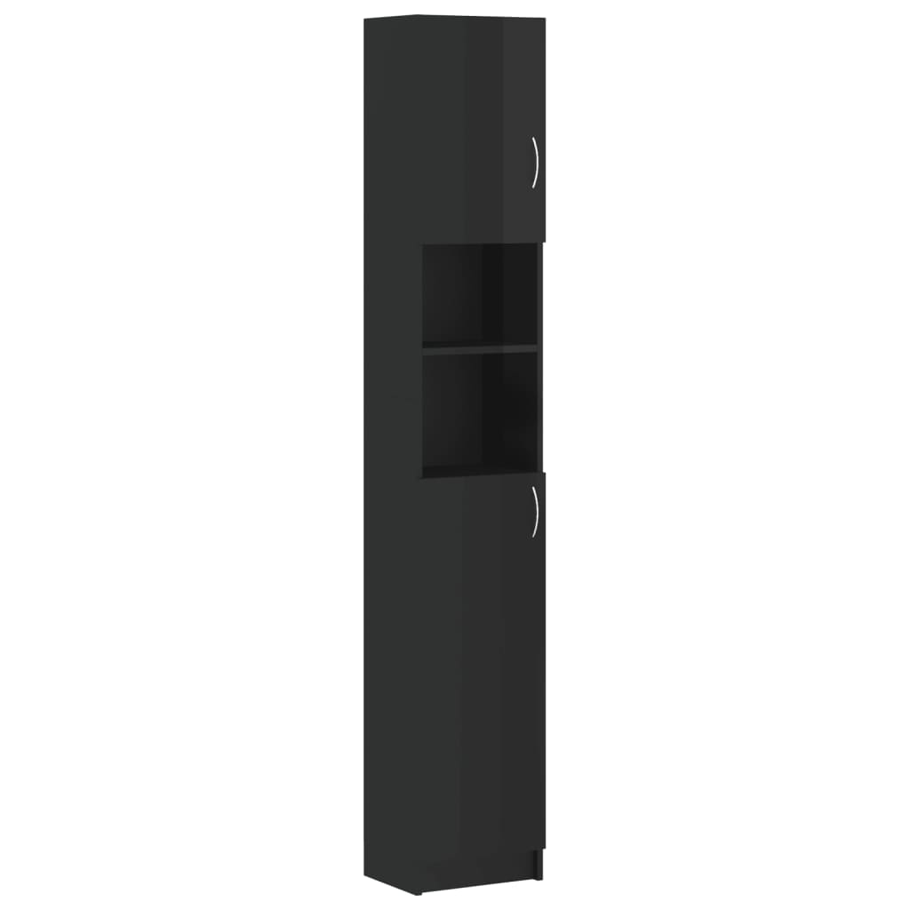 Glossy black engineered wood washing machine cabinet V4376 Vetonek