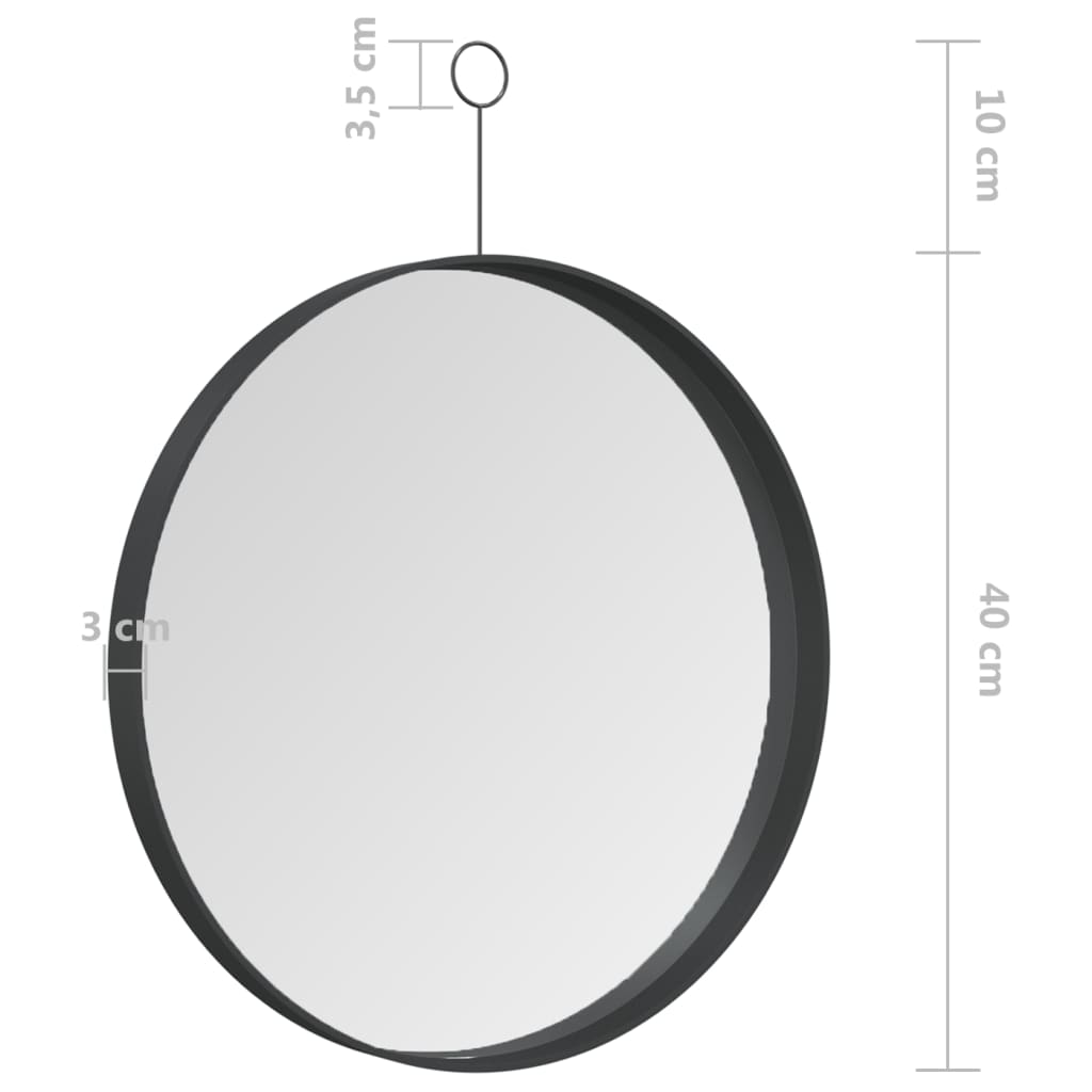 Collanging mirror with black hook 40 cm