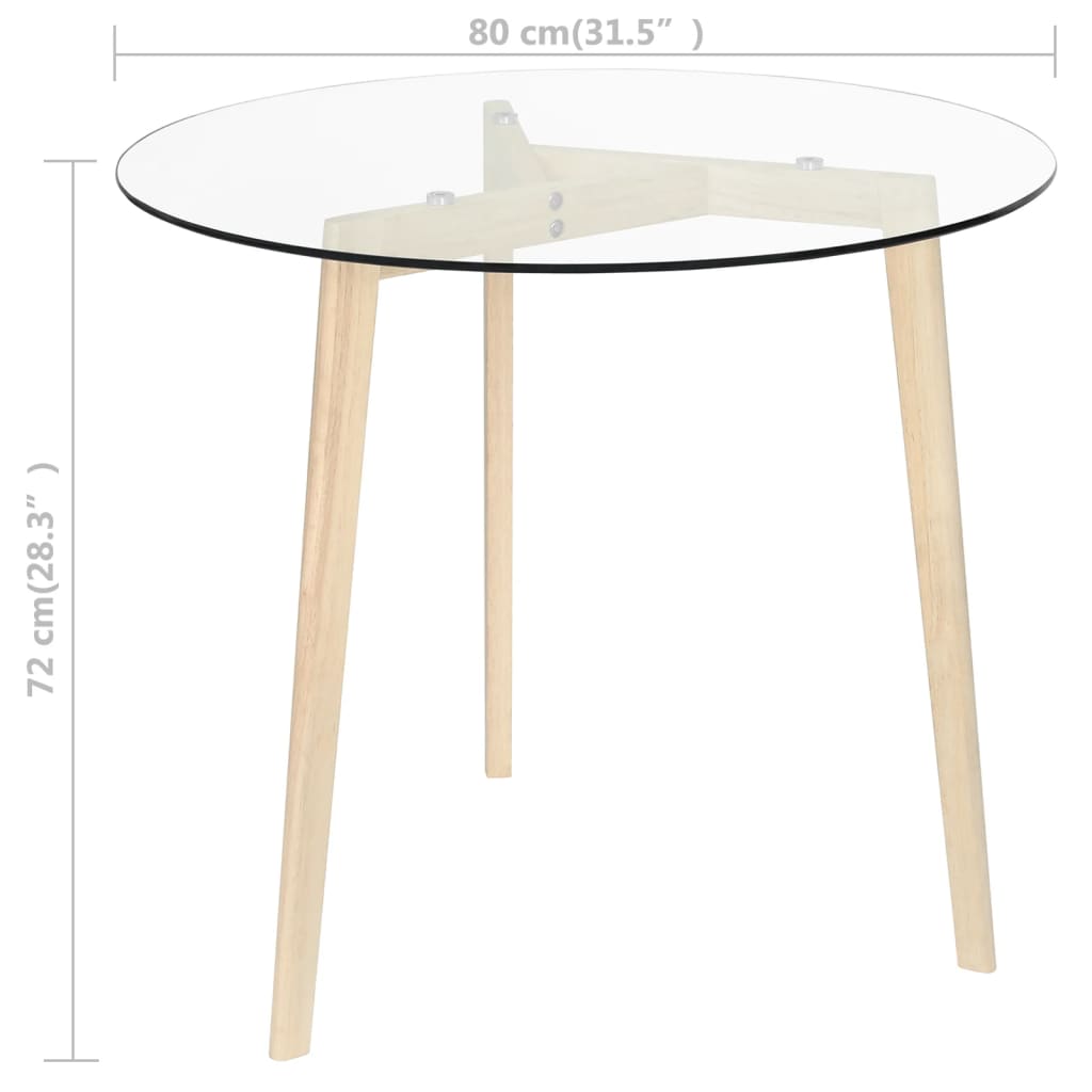 Transparent temperate glass dining table 80 cm