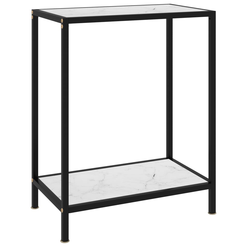 Vetonek Mesa de consola vidrio templado blanco 60x35x75 cm