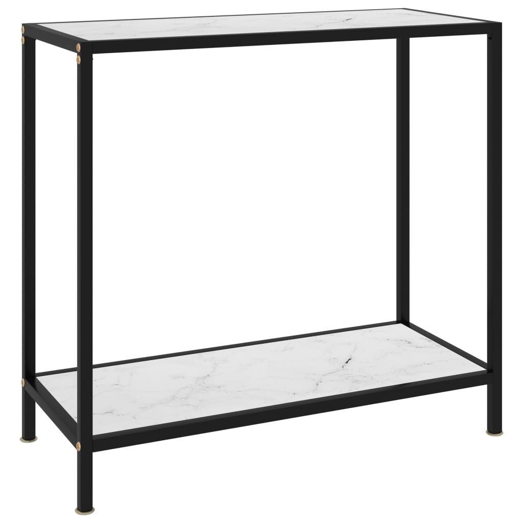 Vetonek Mesa de consola blanco vidrio templado 80x35x75 cm