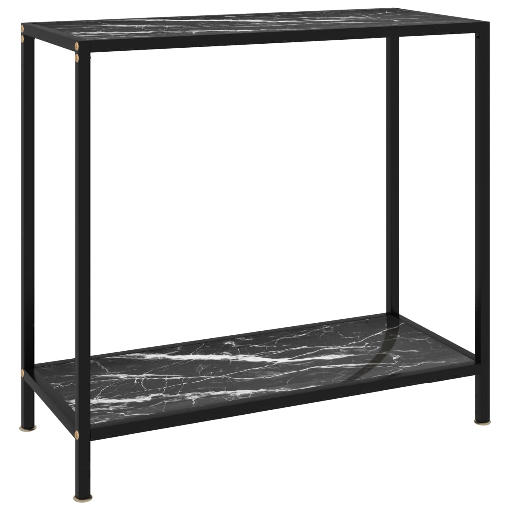 Vetonek Mesa de consola negro vidrio templado 80x35x75 cm