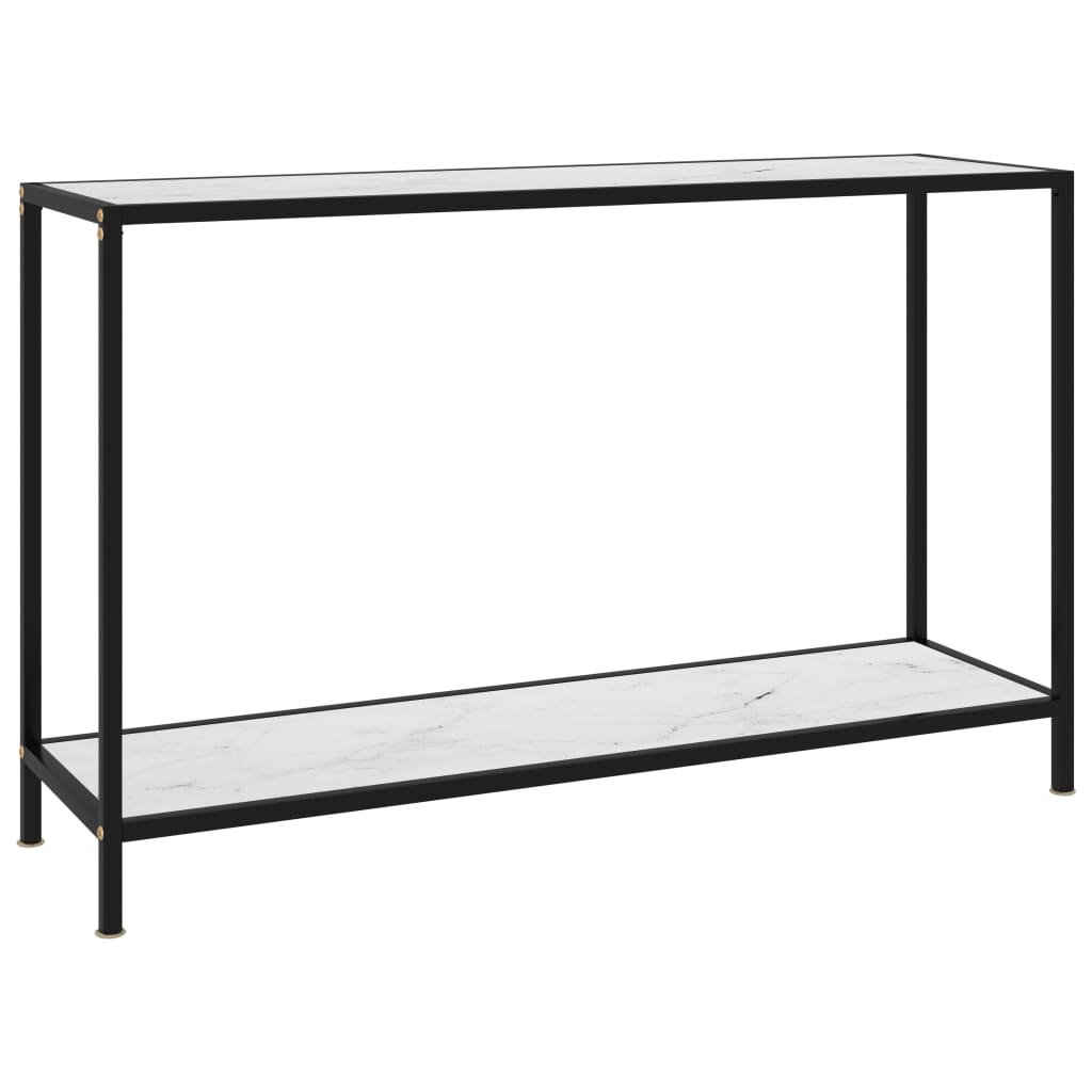 Vetonek Mesa de consola blanco vidrio templado 120x35x75 cm 