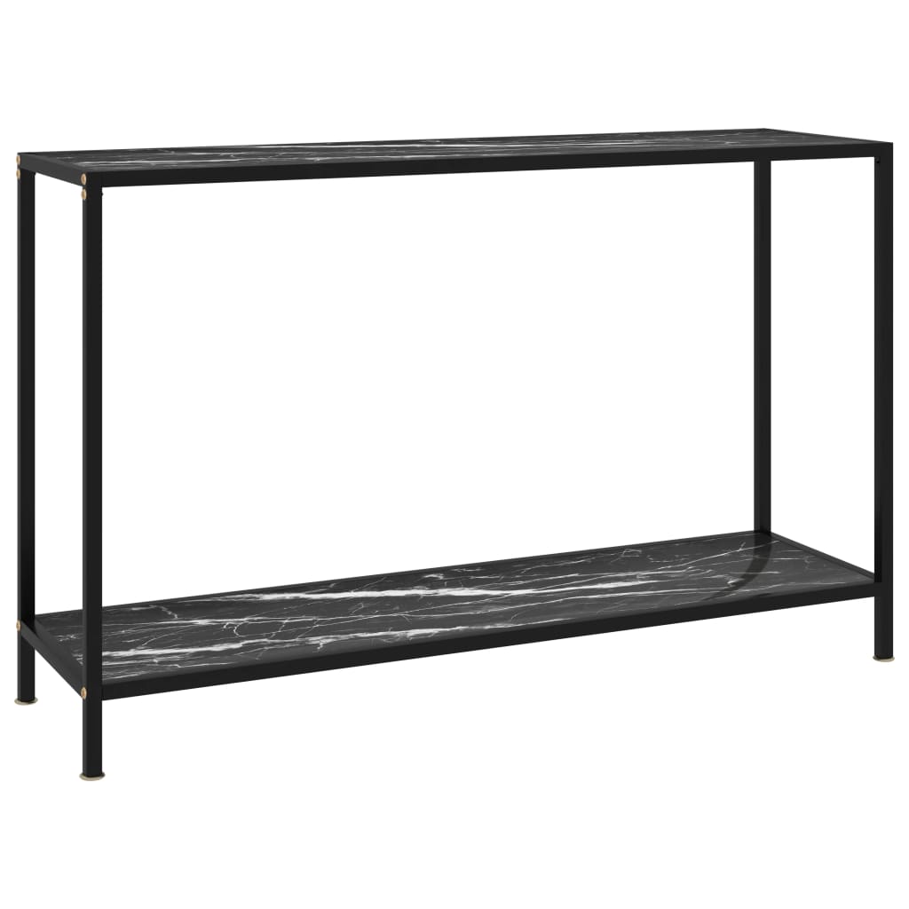 Vetonek Mesa de consola negro vidrio templado 120x35x75 cm