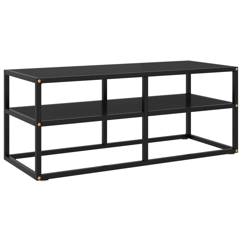 Vetonek Mueble para TV negro con vidrio negro 100x40x40 cm