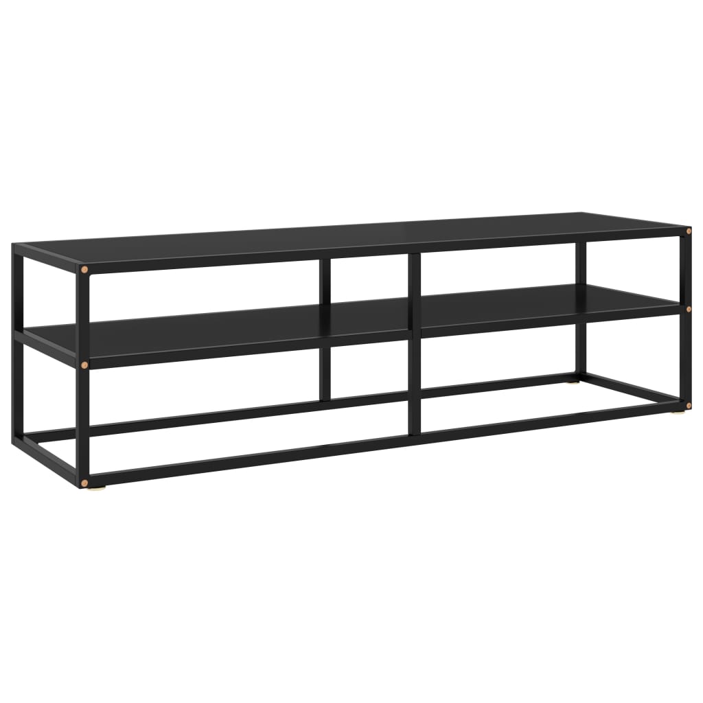 Vetonek Mueble para TV negro con vidrio negro 140x40x40 cm