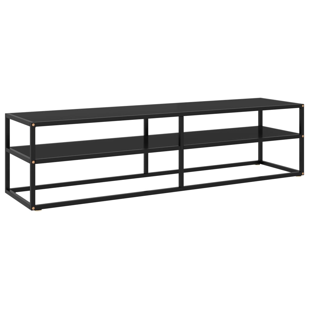 Vetonek Mueble para TV negro con vidrio negro 160x40x40 cm