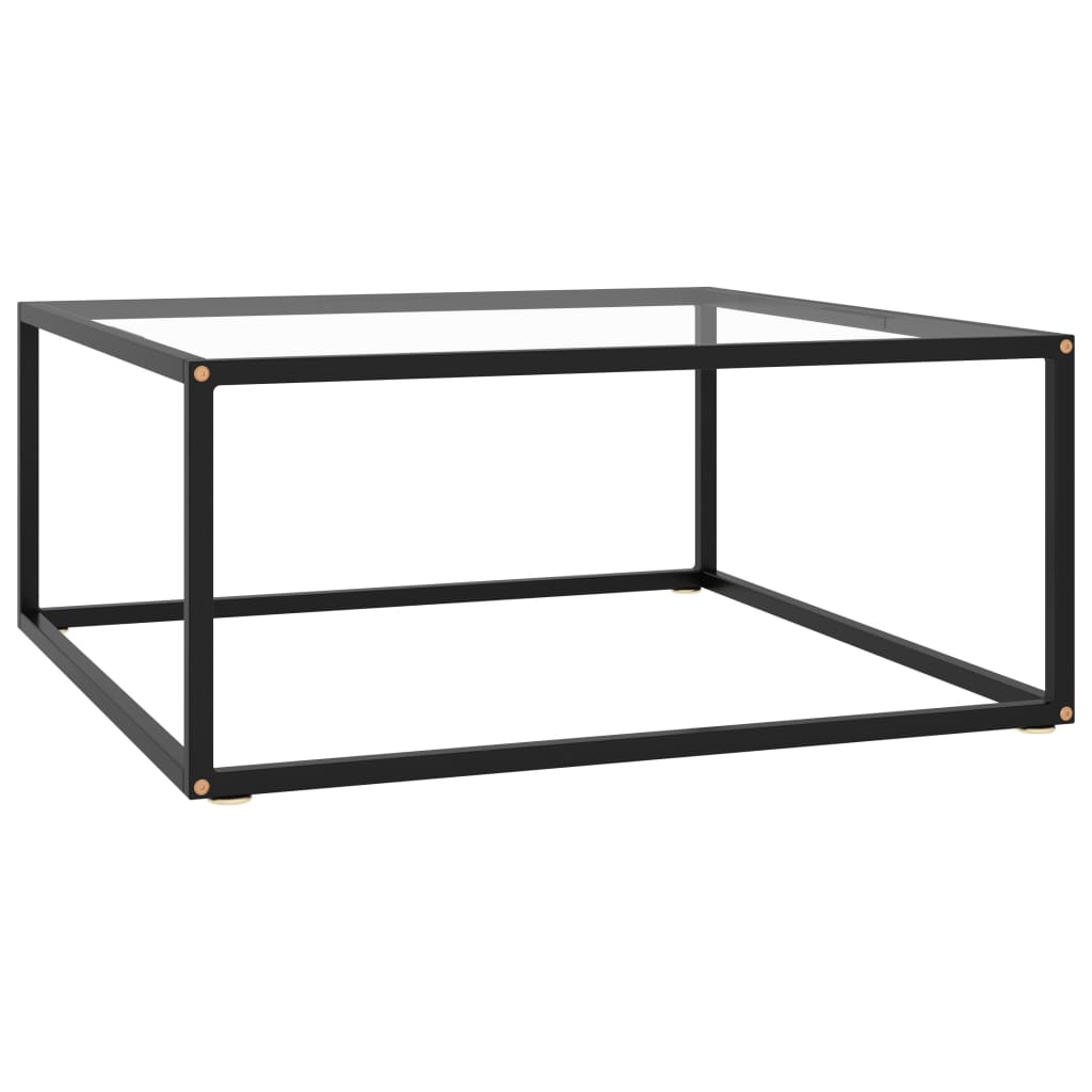 Vetonek Mesa de centro negra con vidrio templado 80x80x35 cm