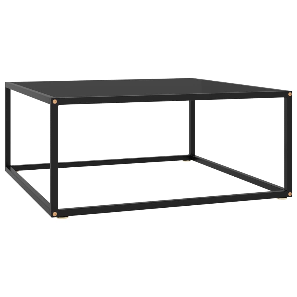 Vetonek Mesa de centro negra con vidrio negro 80x80x35 cm