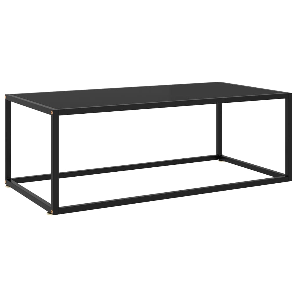 Vetonek Mesa de centro negra con vidrio negro 100x50x35 cm