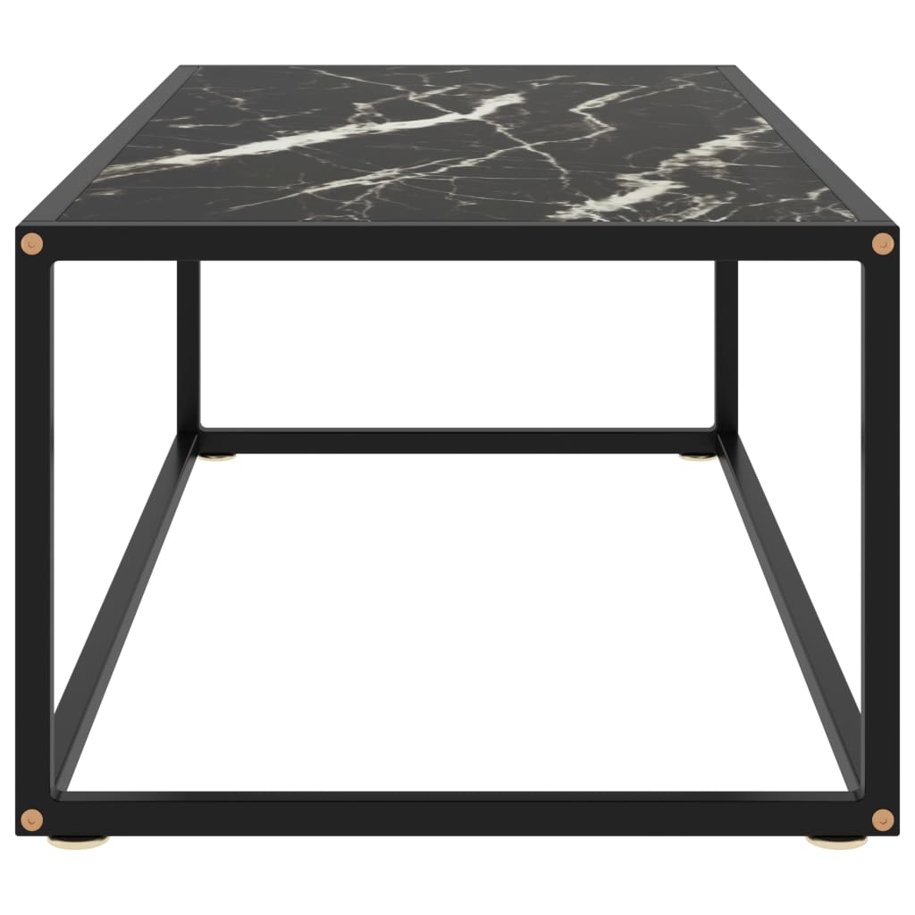 Mesa de centro negra con vidrio de mármol negro 100x50x35 cm