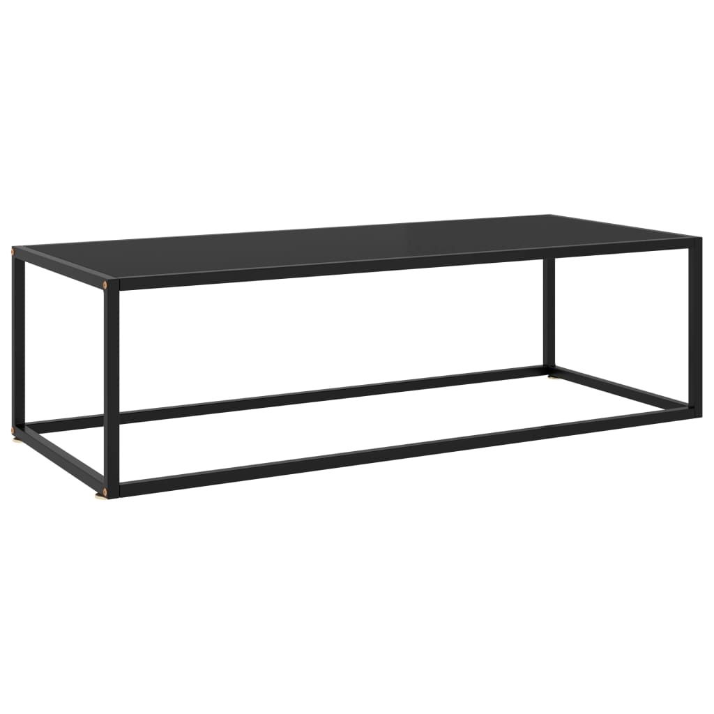 Vetonek Mesa de centro negra con vidrio negro 120x50x35 cm