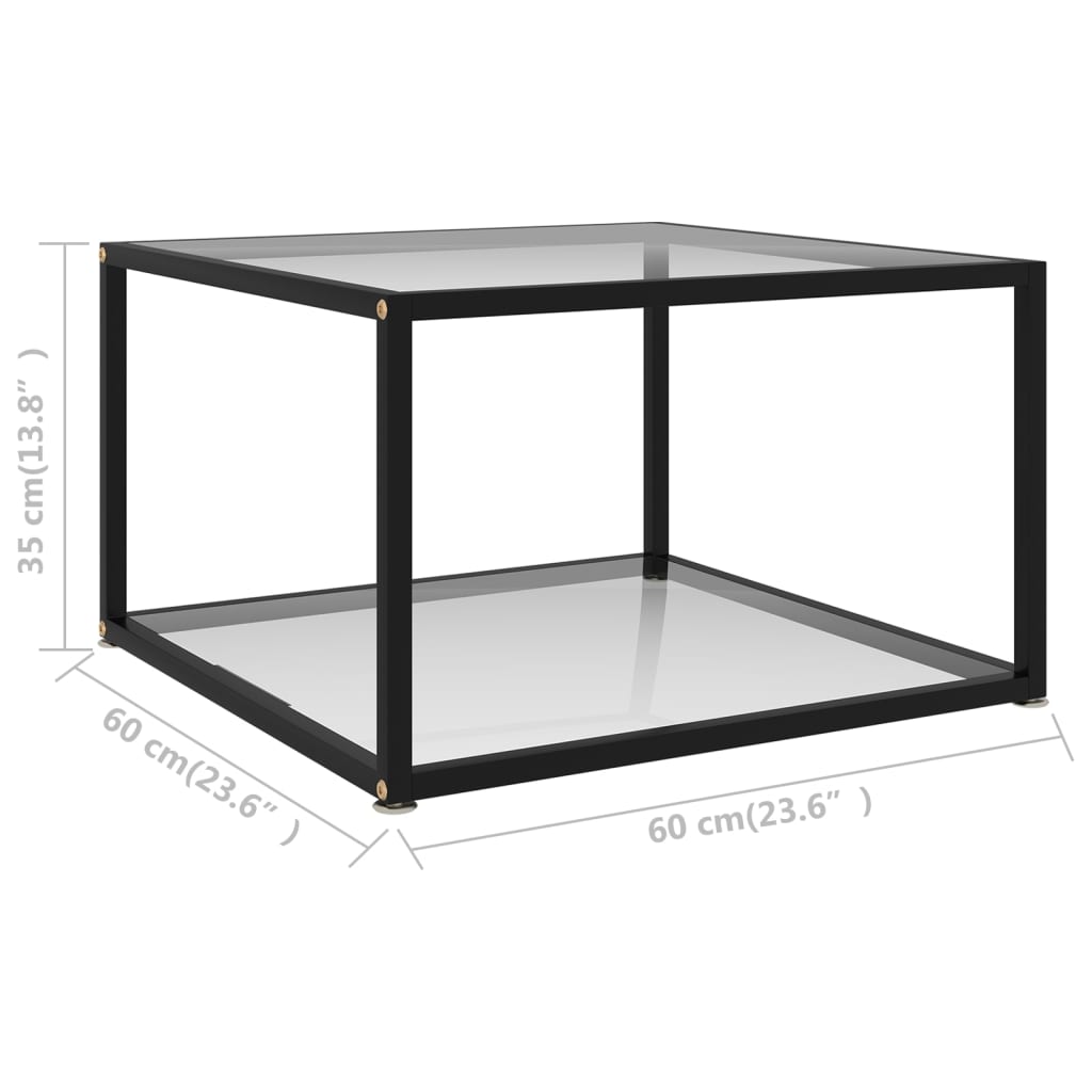 TRANSPARENT CENTER TABLE TEMPERATED GLASS 60x60x35 cm