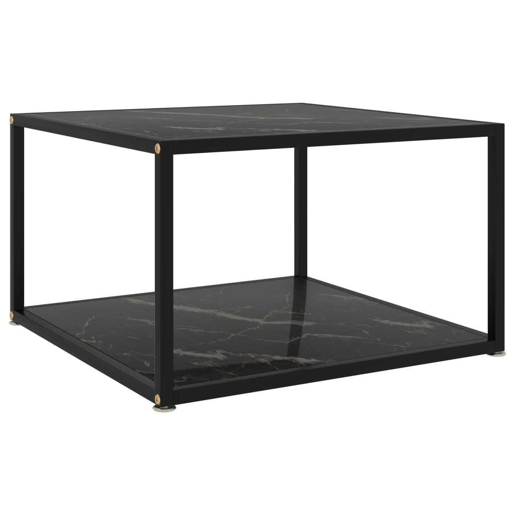 Vetonek Mesa de centro negra vidrio templado 60x60x35 cm