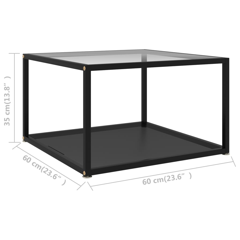 Transparent and black tempered glass center 60x60x35 cm