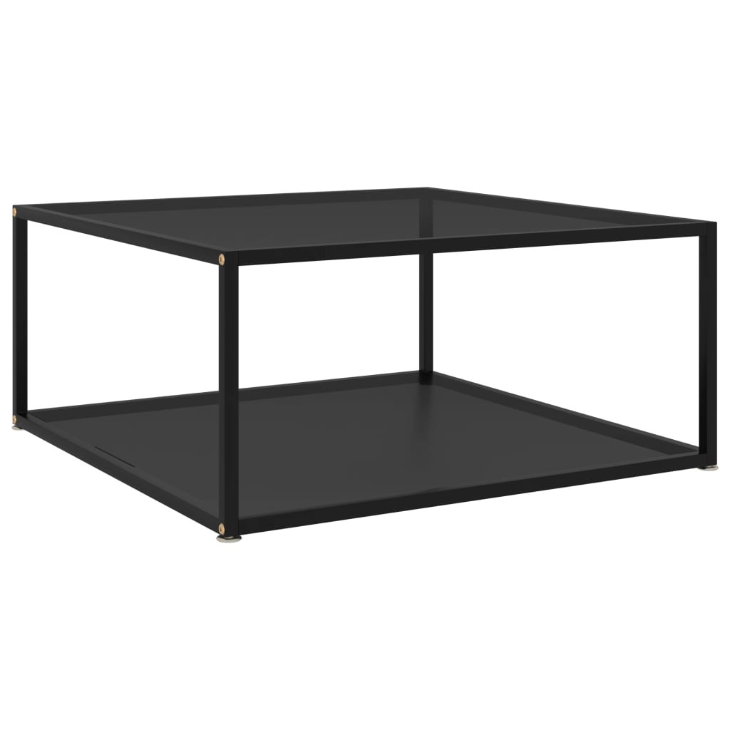 Vetonek Mesa de centro vidrio templado negro 60x60x35 cm