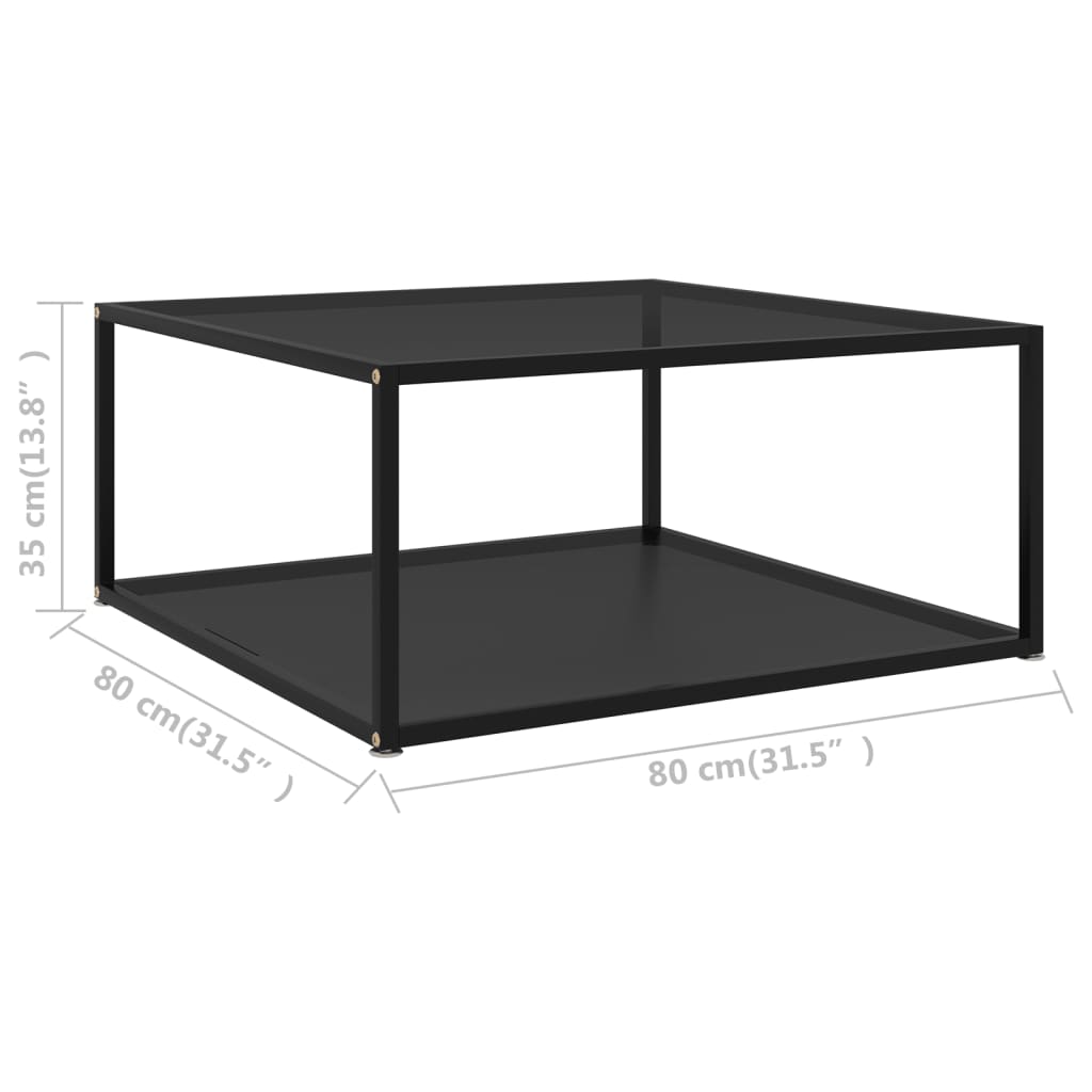 Black tempered glass center 60x60x35 cm