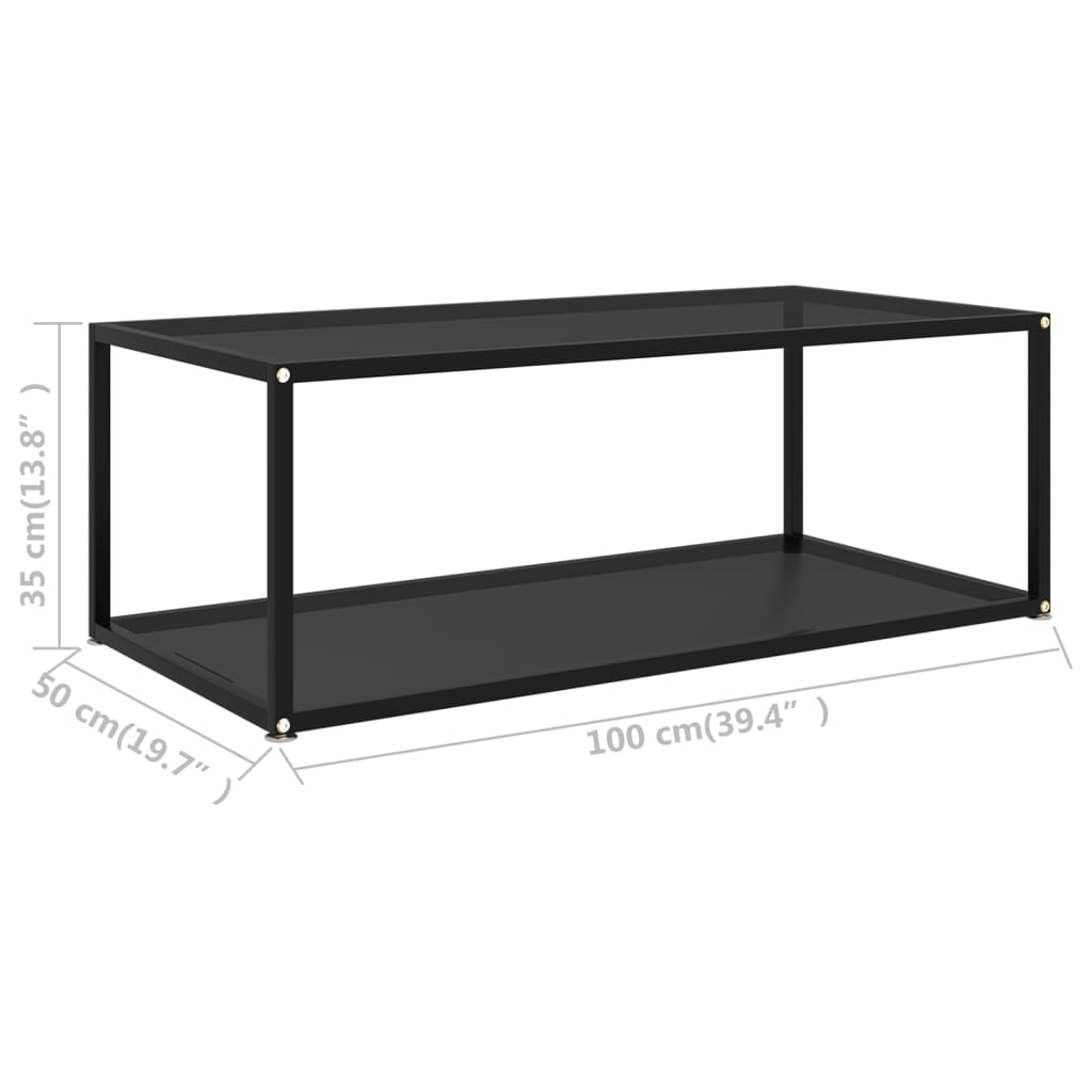 Black tempered glass center 100x50x35 cm