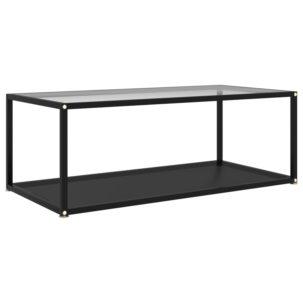 Vetonek Mesa de centro vidrio templado transparente negro 100x50x35 cm