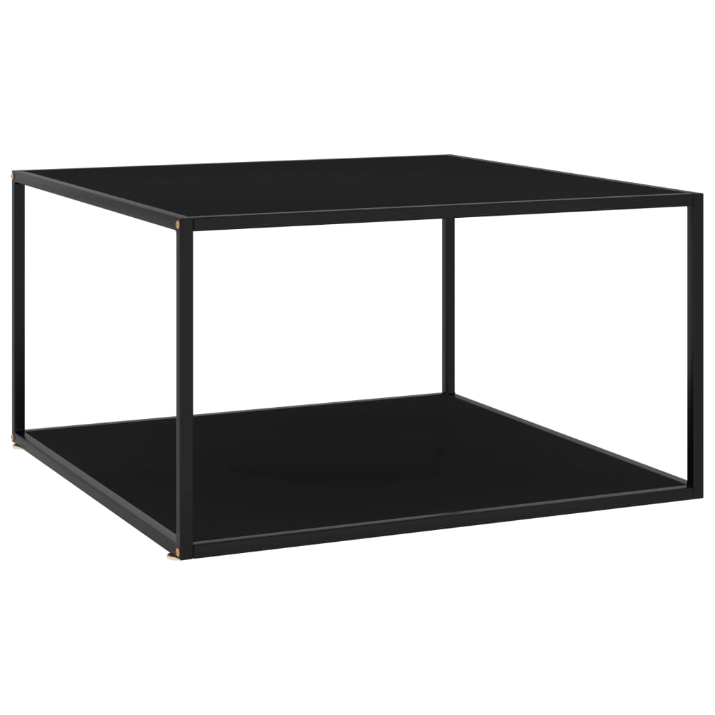 Vetonek Mesa de centro negra con vidrio negro 90x90x50 cm