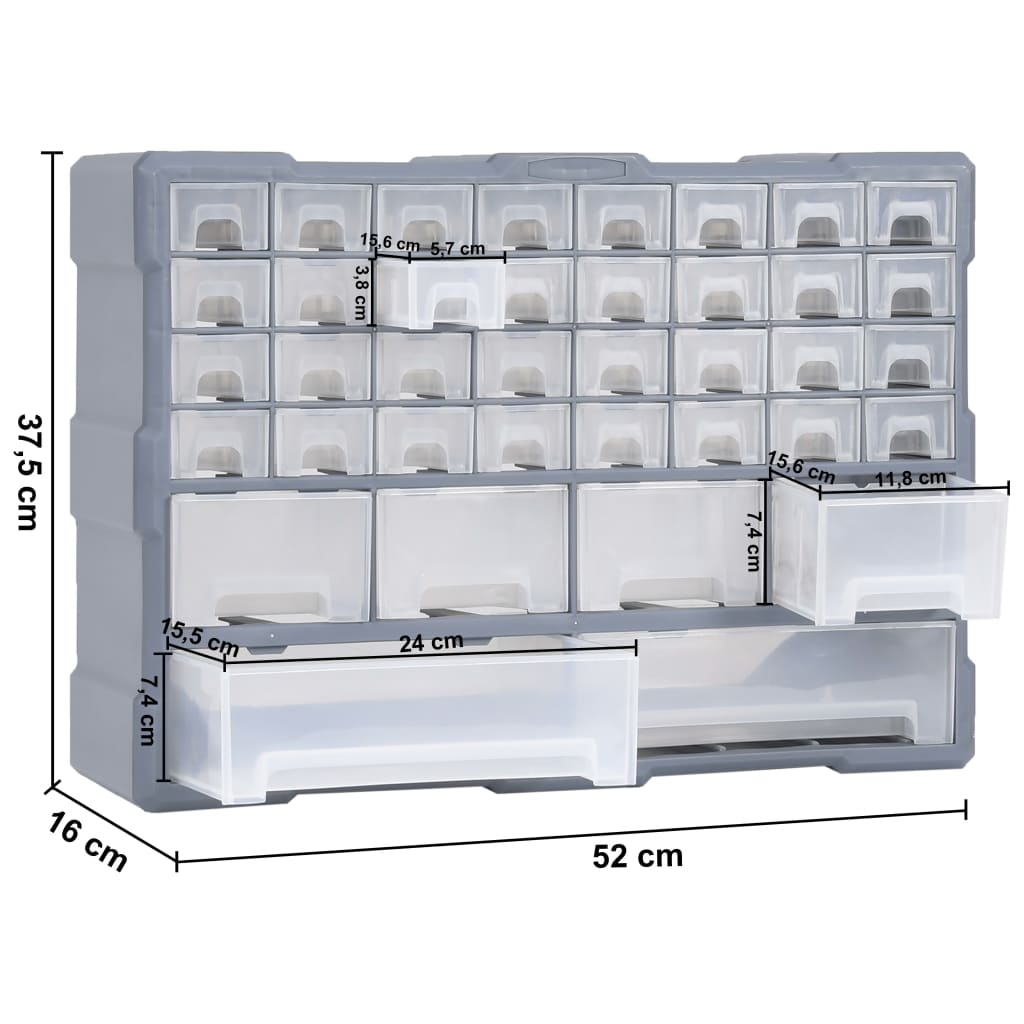 Organizador multicajones con 38 cajones 52x16x37,5 cm vidaXL