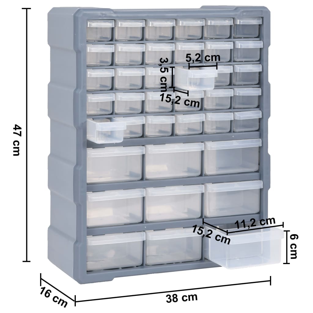 Organizador multicajones con 39 cajones 38x16x47 cm vidaXL