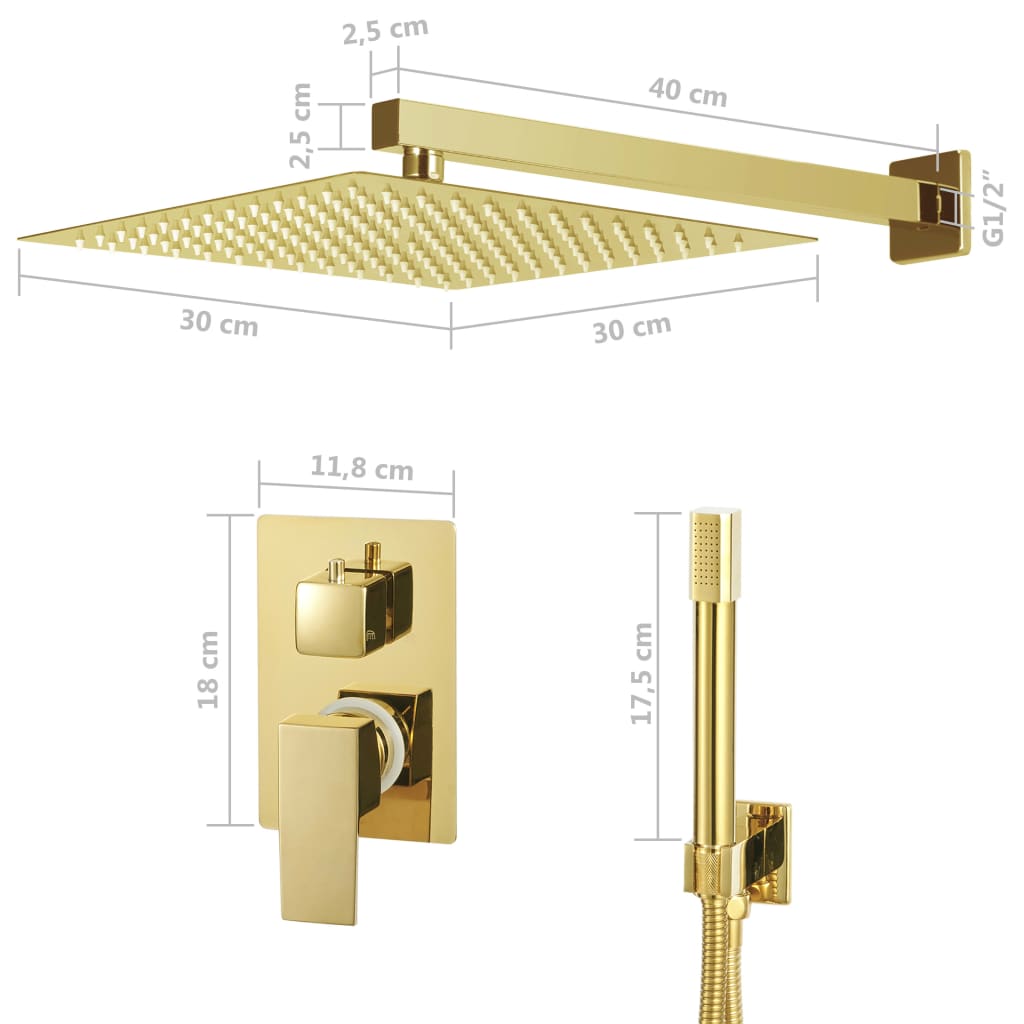 Sistema de ducha acero inoxidable 201 dorado vidaXL